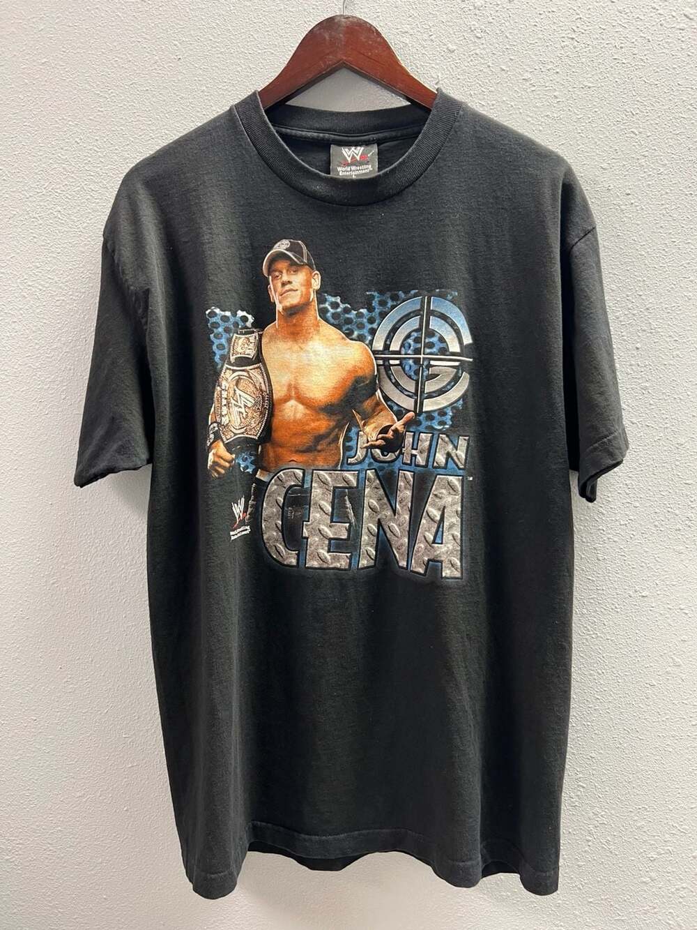 Vintage 2002 WWE John Cena Chain Gang Soldier T-Shirt Size Large 0011
